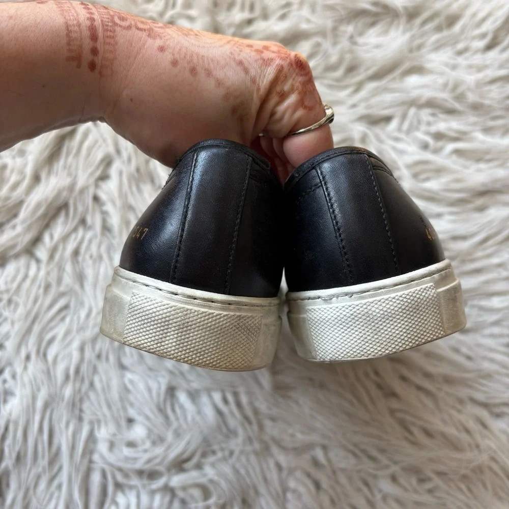 Common Projects Women’s Original Achilles Black Leather Low-Top Sneakers Size 40